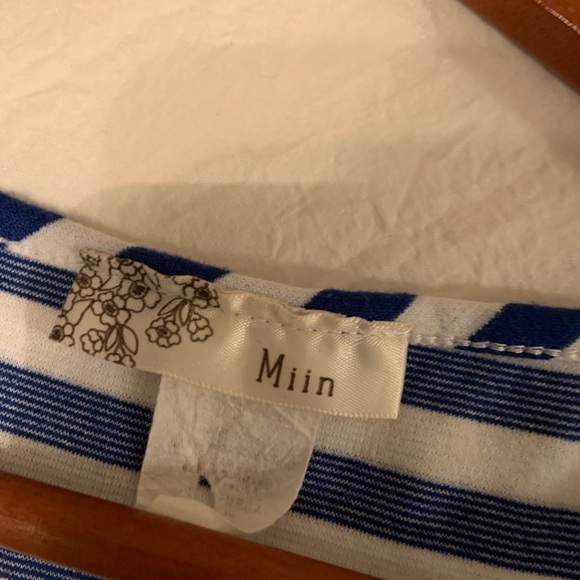 64. Miin Blue and Cream Sleeveless Striped Dress. - Picture 5 of 6